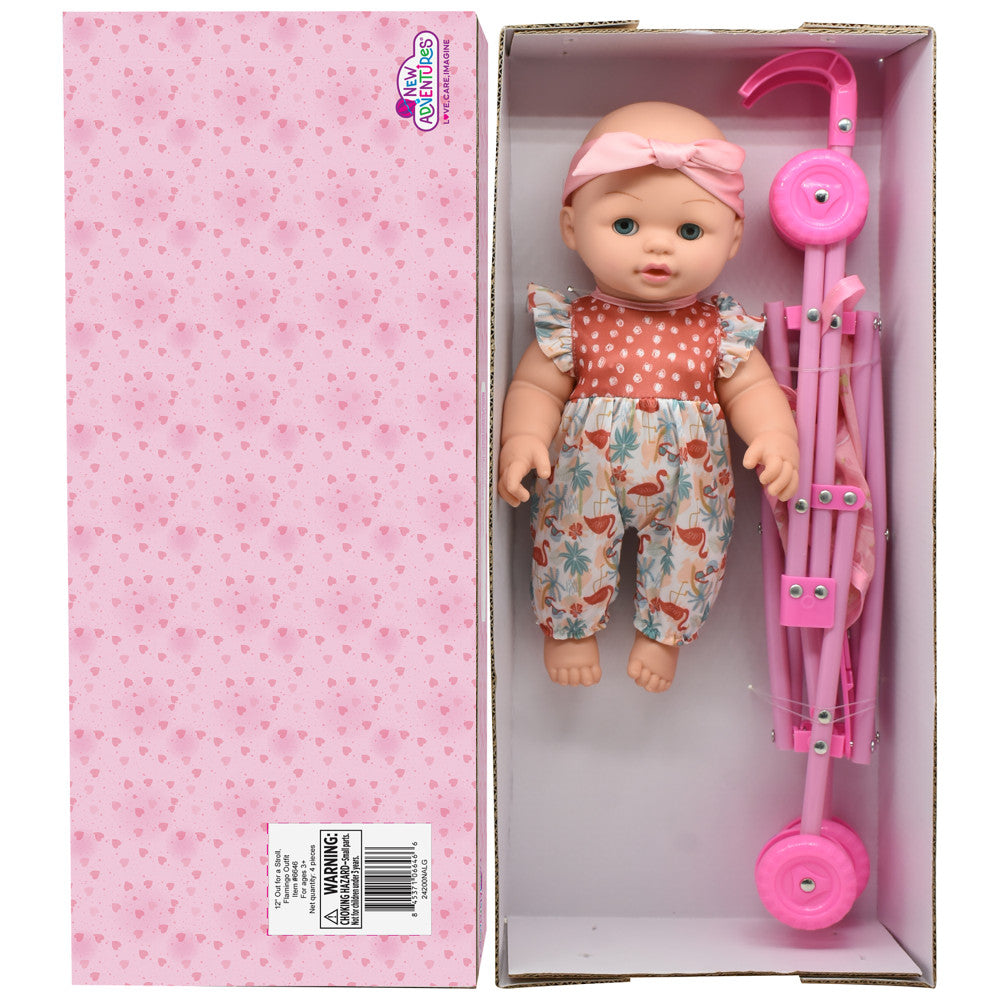 Little Darlings Flamingo Jumper & Pink Stroller Playset - Image 5