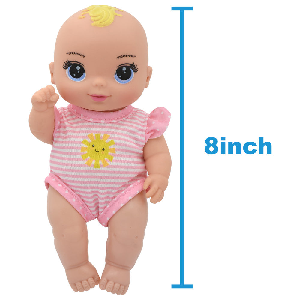 Alternative view of Magic Nursery 8" Baby Doll & Bassinet Gift Set - Pink & White Stripes