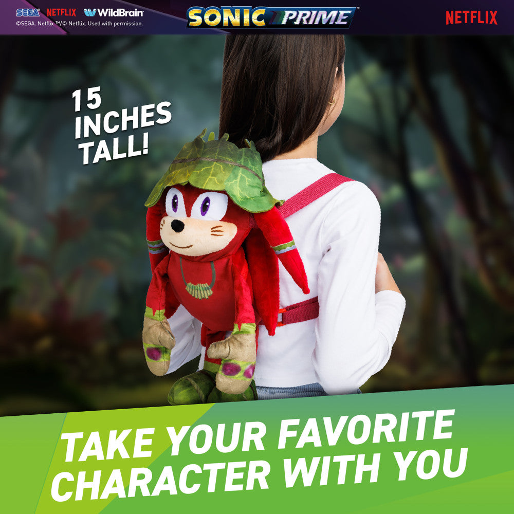 Sonic Prime Gnarly Knuckles 15" Plush Backpack for Kids