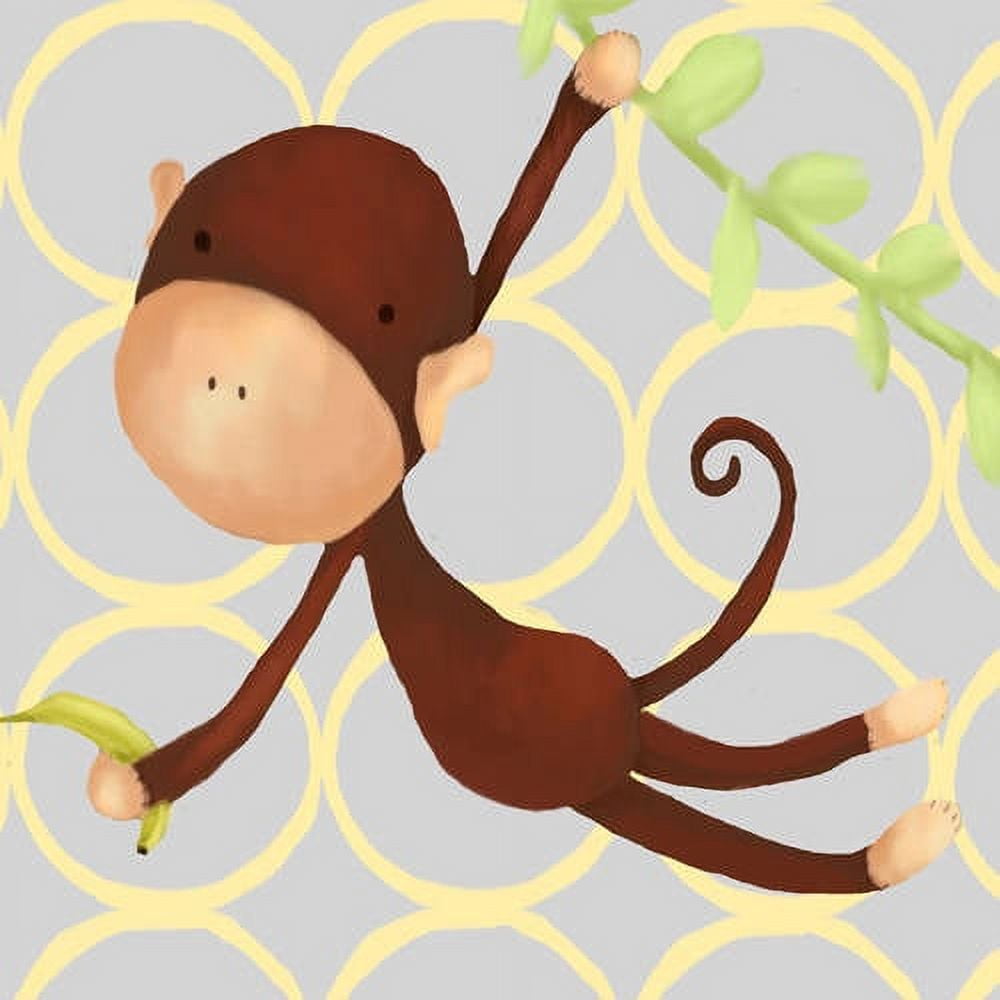 Oopsy Daisy 10 inch Hanging Monkey Canvas Wall Art - Blue & White
