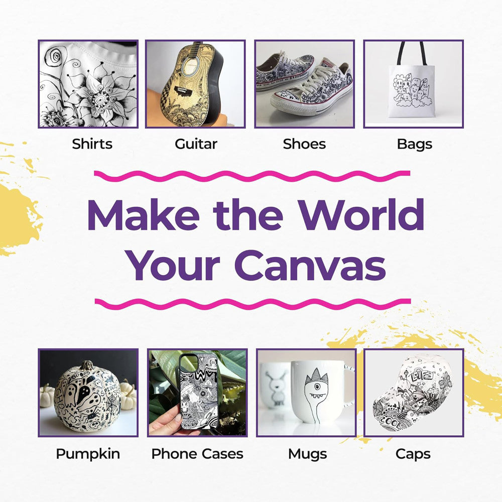 Pintar Acrylic Paint Marker Collection - Black, 12-Pack with Varied Tips - Image 4