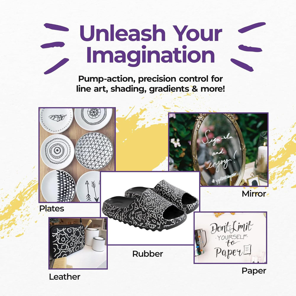 Pintar Acrylic Paint Marker Collection - Black, 12-Pack with Varied Tips - Image 5