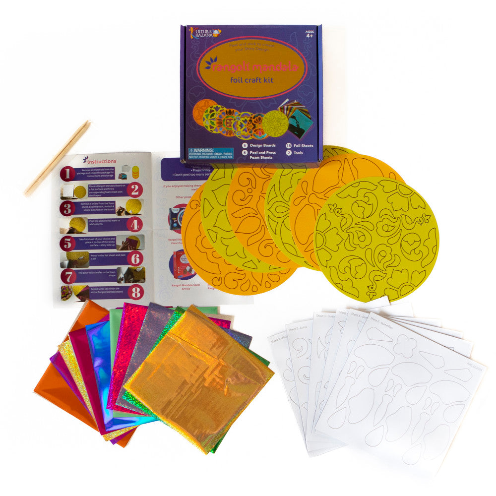Kulture Khazana Rangoli Mandala Foil Craft Kit - DIY Shiny Designs, Ages 4+ - Image 2