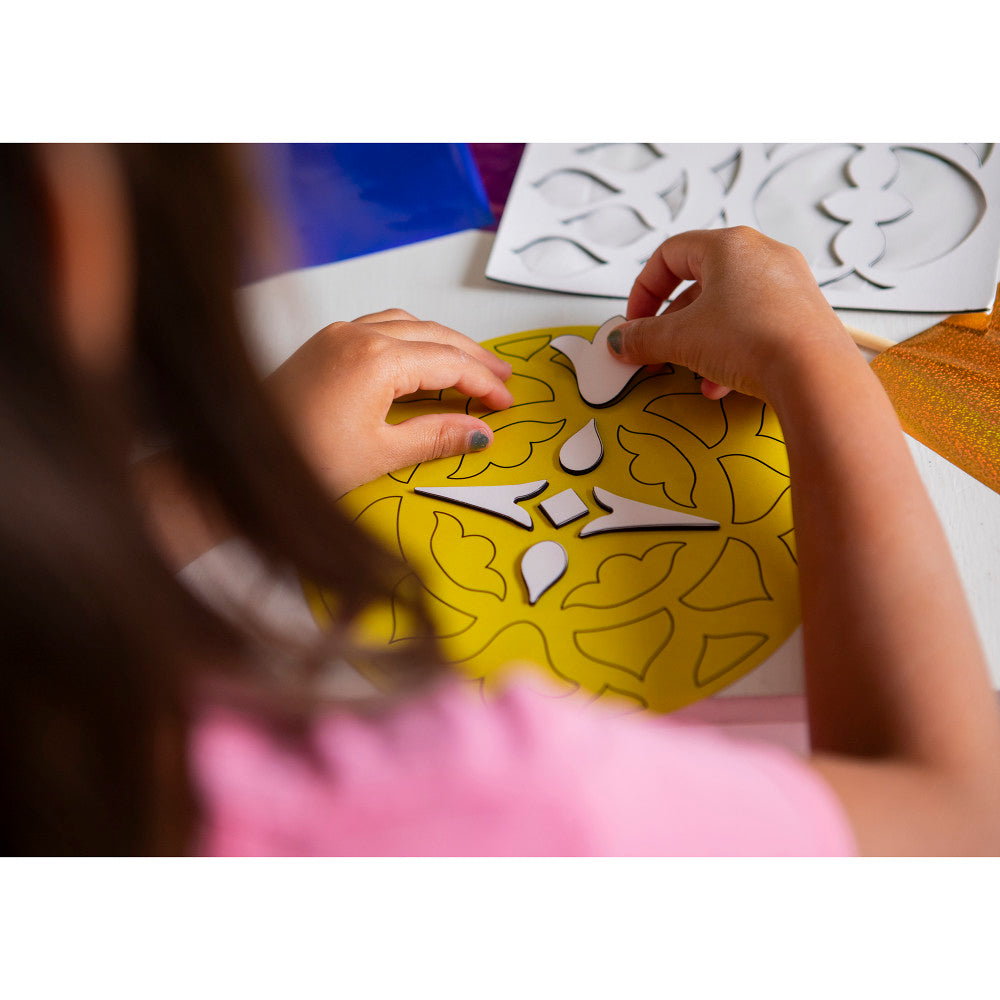 Kulture Khazana Rangoli Mandala Foil Craft Kit - DIY Shiny Designs, Ages 4+ - Image 3