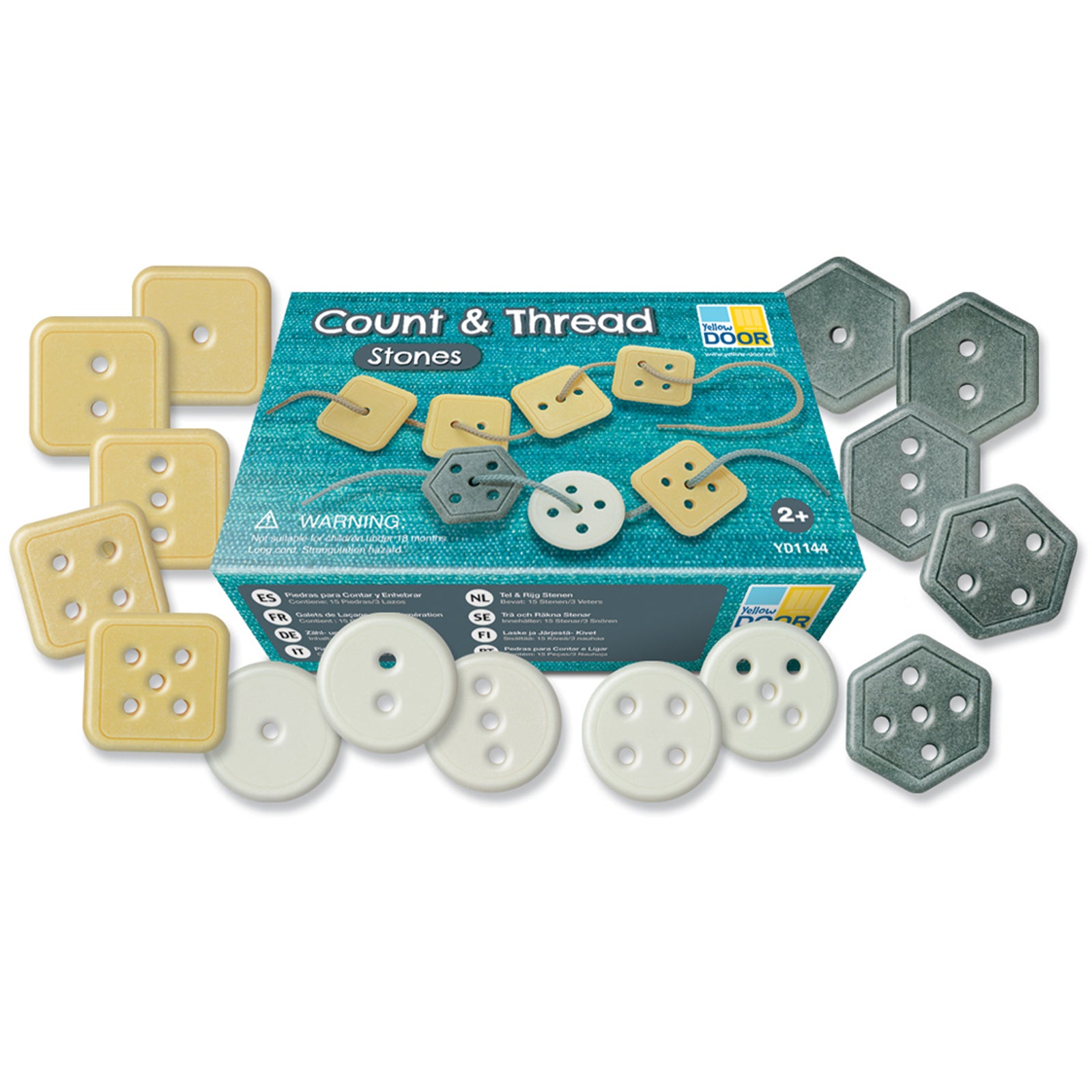 Yellow Door Count & Thread Stones - Educational Number And Shape Sorting Toy