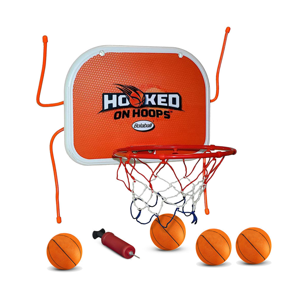 Bolaball Mini Basketball Hoop Set - Indoor/Outdoor Adjustable Metal Hoop-Hooks