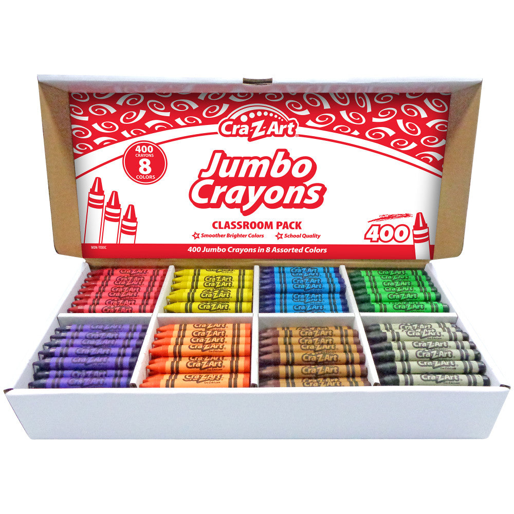 Cra-Z-Art Jumbo Crayons Classroom Pack - 400 Count, 8 Vibrant Colors