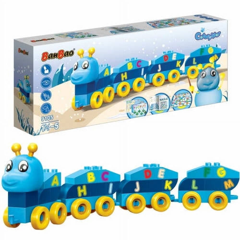 BanBao Caterpillar Letters Building Set - Blue - 40 Pieces