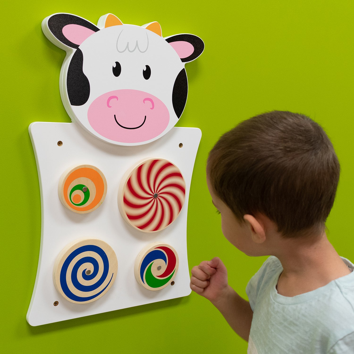 Alternative view of Learning Advantage Cow Activity Wall Panel - Interactive Toddler Play Center - 18m+