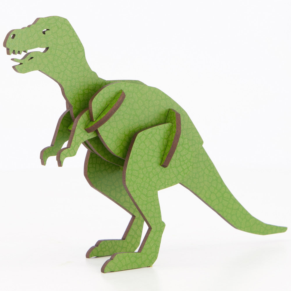 Little & Wood: T-Rex Green, Medium 3D Wooden Puzzle Kit