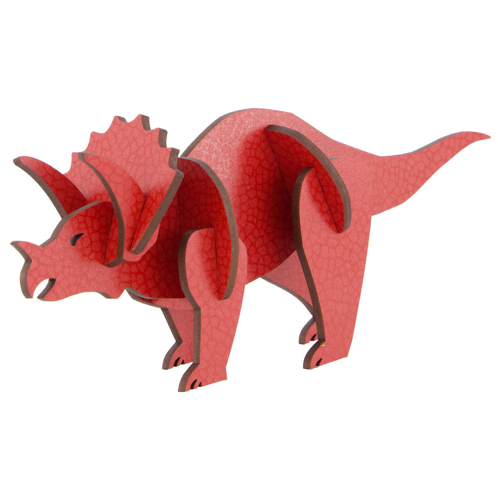 Little & Wood: Triceratops Red 3D Wooden Puzzle Kit, Medium