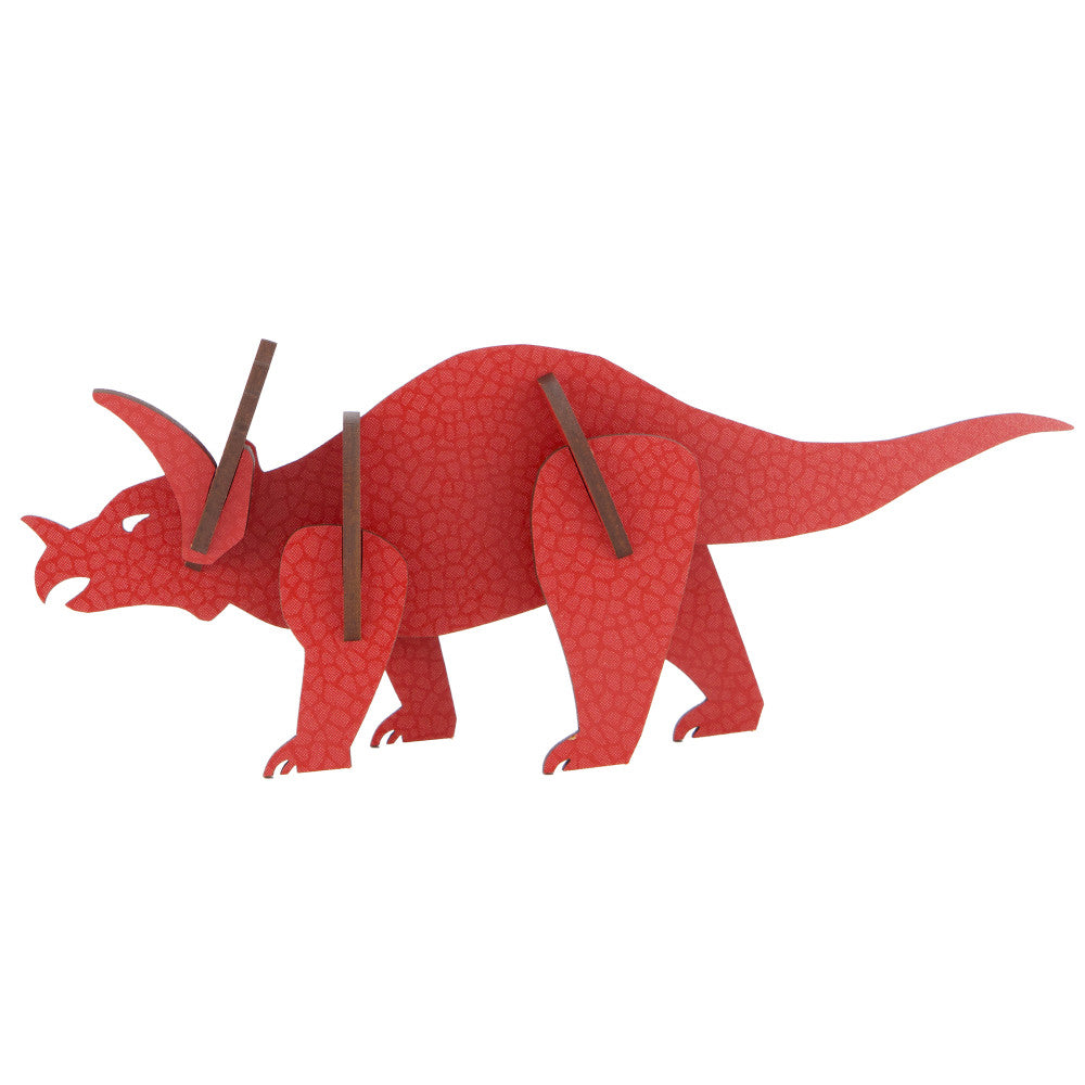 Alternative view of Little & Wood: Triceratops Red 3D Wooden Puzzle Kit, Medium