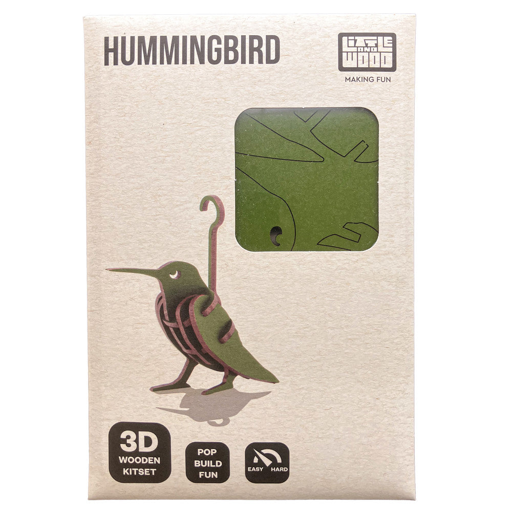 Little & Wood: Hummingbird 3D Wooden Puzzle Kit - Green - Image 3