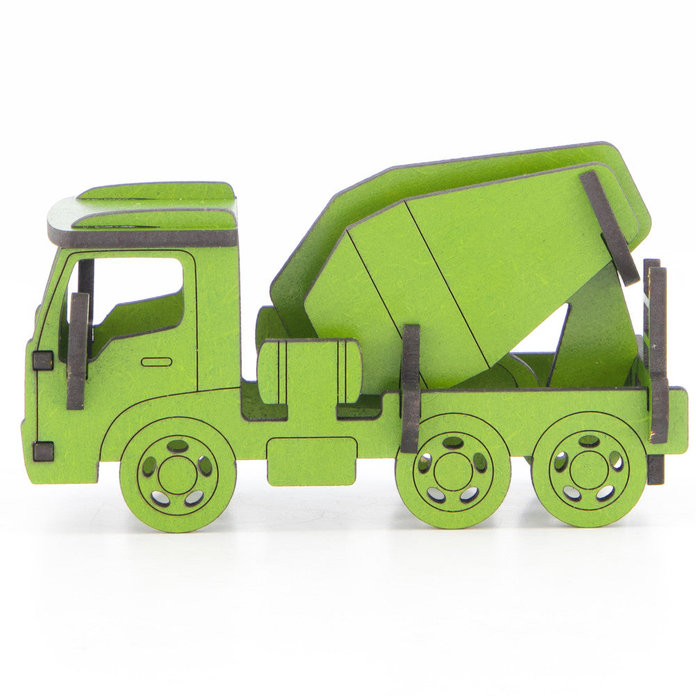 Alternative view of Little & Wood: Woodlet Green Concrete Truck 3D Wooden Kit-Set, Medium