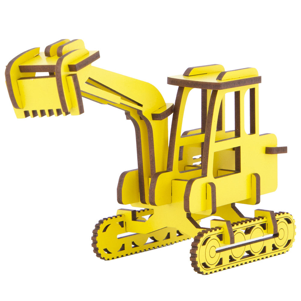 Little & Wood: Medium Digger - 3D Yellow Wooden Construction Kit