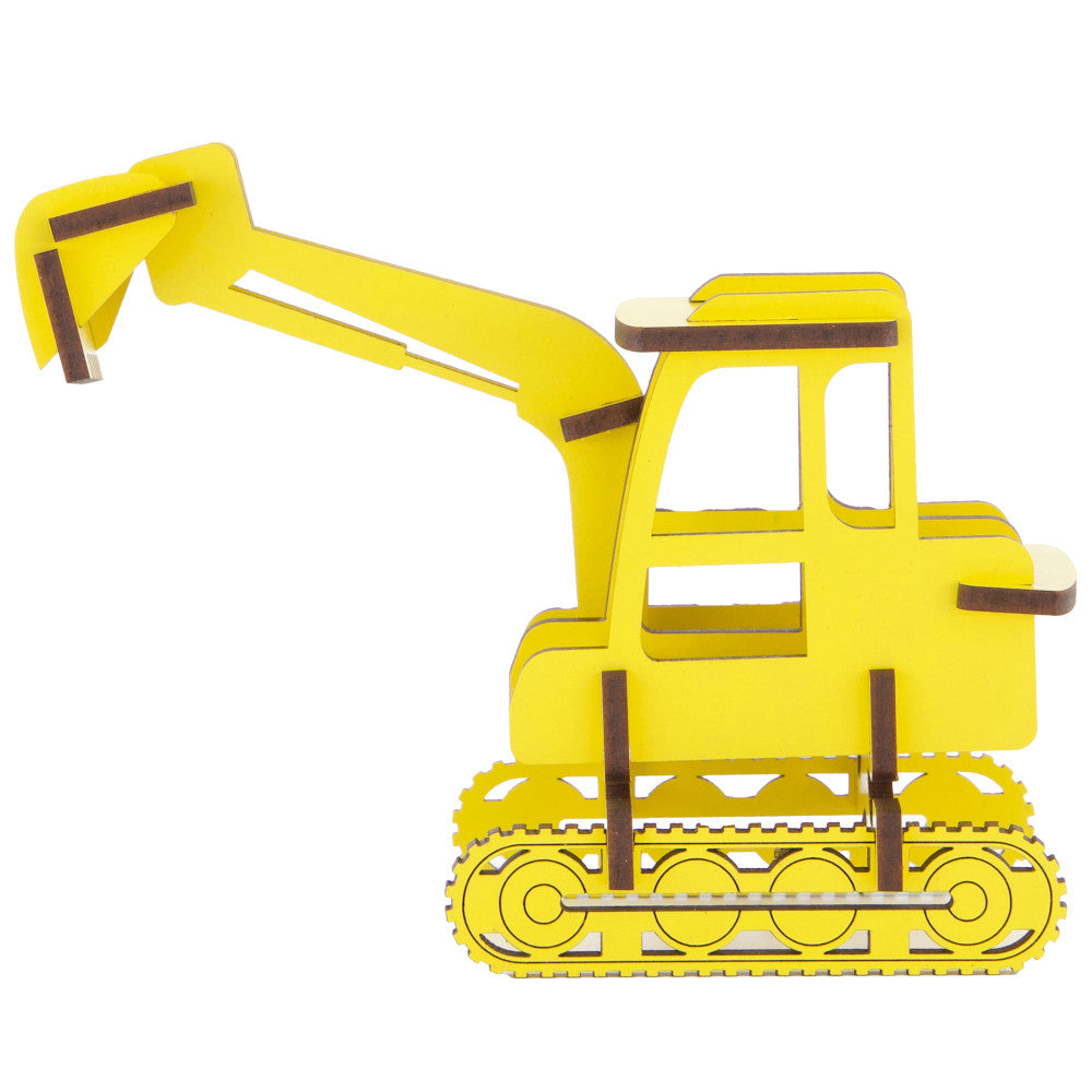 Alternative view of Little & Wood: Medium Digger - 3D Yellow Wooden Construction Kit
