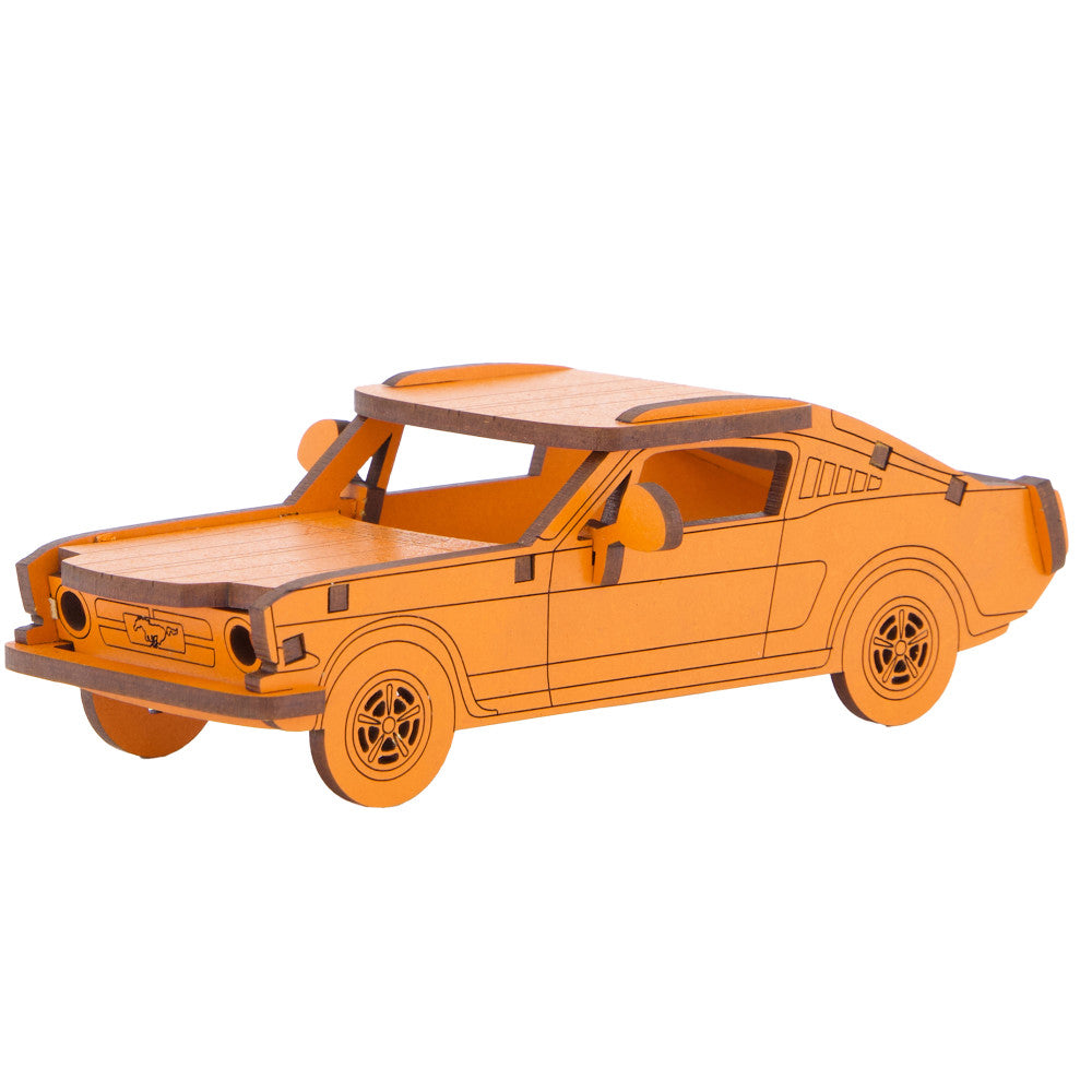 Little & Wood: Woodlet Medium - Muscle Car, Orange - 3D Wooden Puzzle Kit