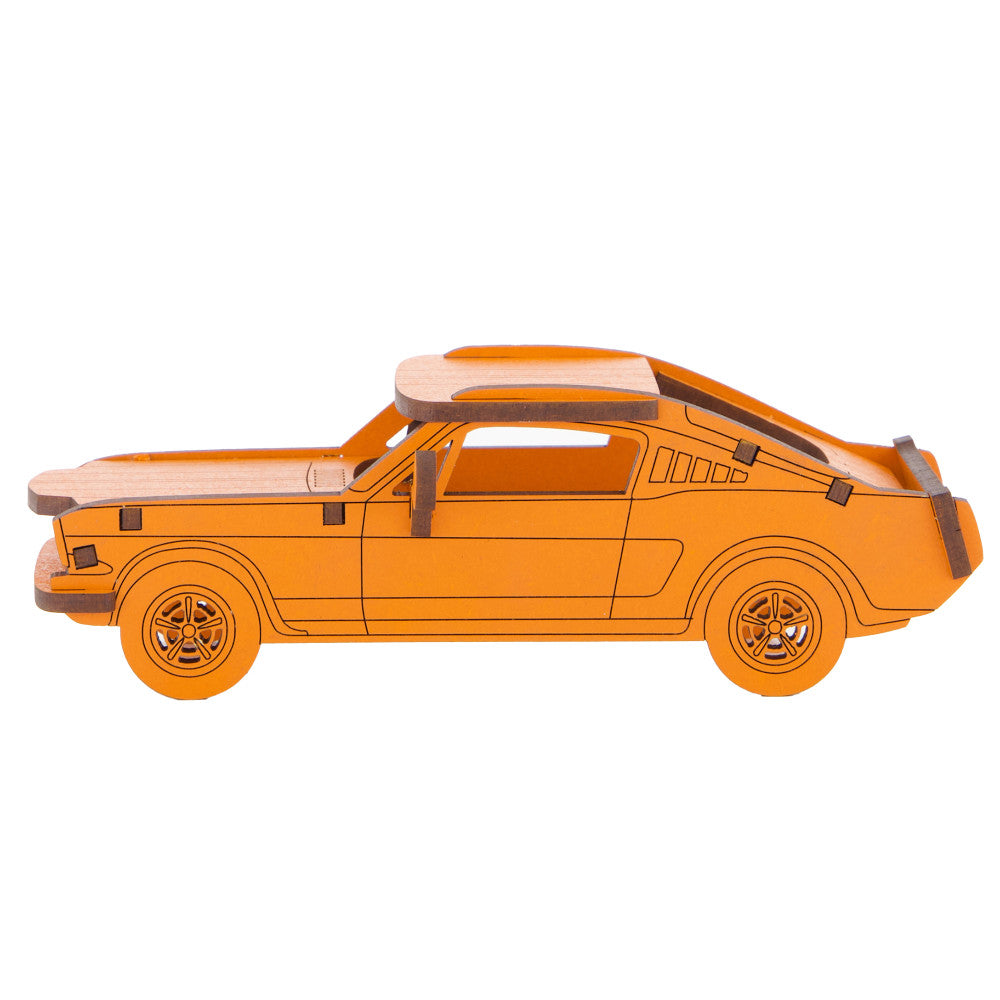 Alternative view of Little & Wood: Woodlet Medium - Muscle Car, Orange - 3D Wooden Puzzle Kit