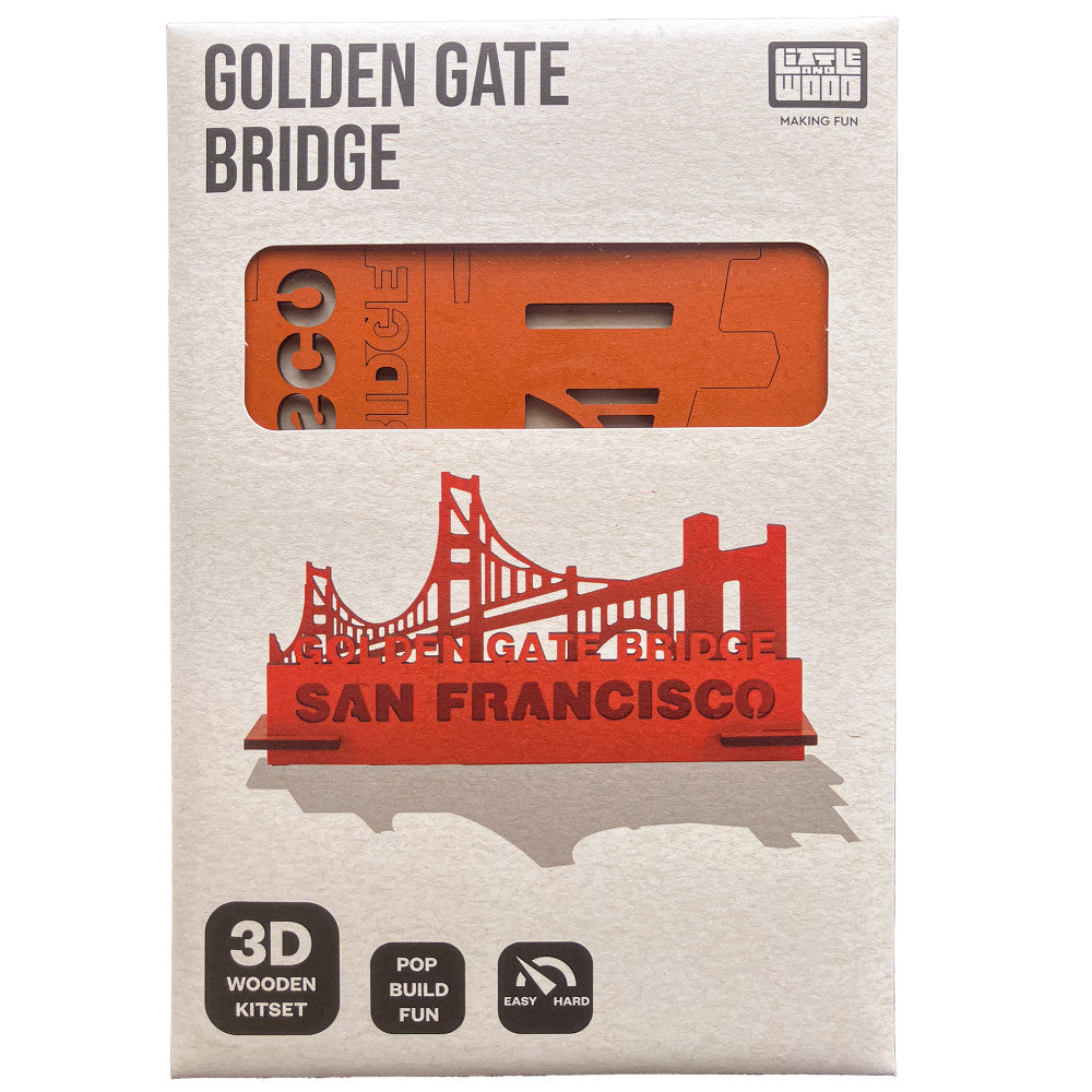 Little & Wood: Golden Gate Bridge 3D Wooden Puzzle Kit - Medium Orange - Image 3