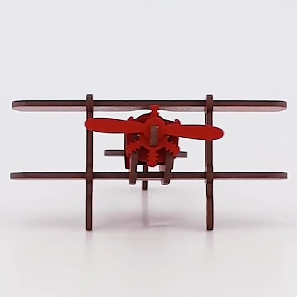 Little & Wood: Red Medium Biplane 3D Wooden Puzzle Kit - Image 4