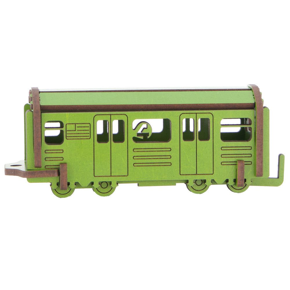 Alternative view of Little & Wood: NYC Subway 4 Train - 3D Wooden Puzzle Kit, Medium - Green