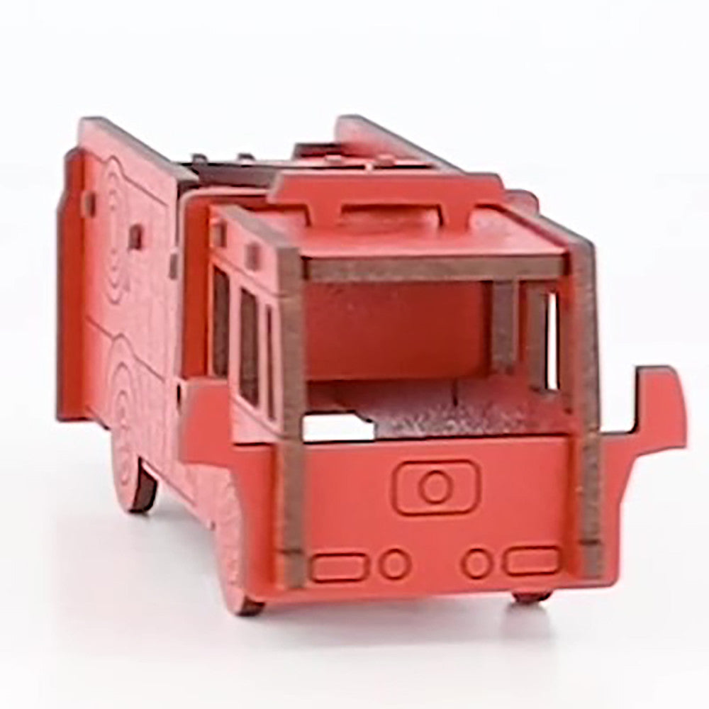 Little & Wood: Fiery Fun! 3D Fire Engine Wooden Kit-Set - Medium, Red - Image 5