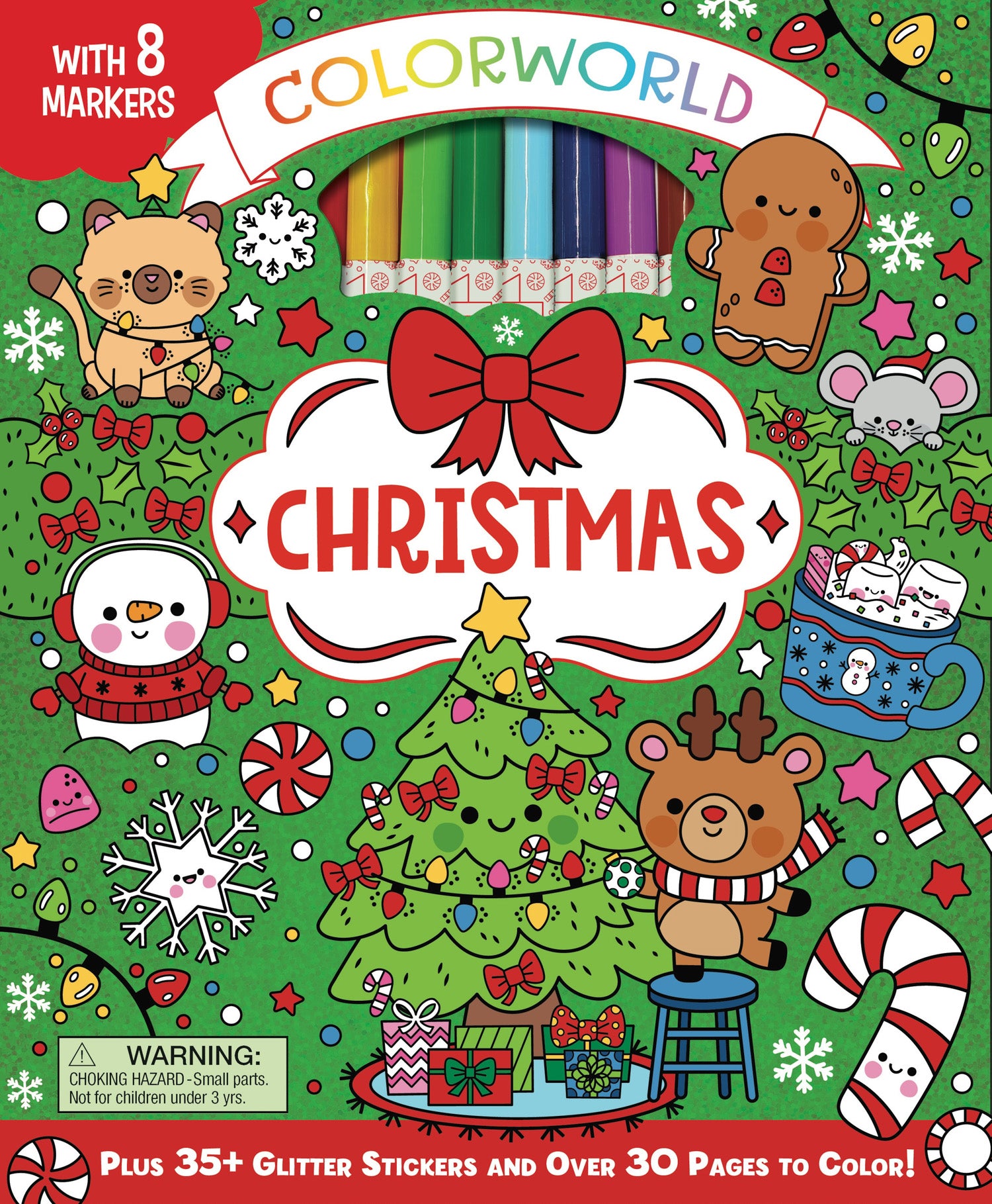 ColorWorld Joyful Christmas Coloring Kit with Glitter and Jumbo Markers