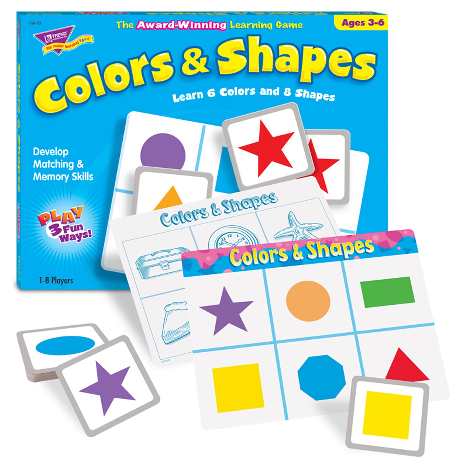 Alternative view of TREND Colors & Shapes Match Me Games - Educational Memory Board Game
