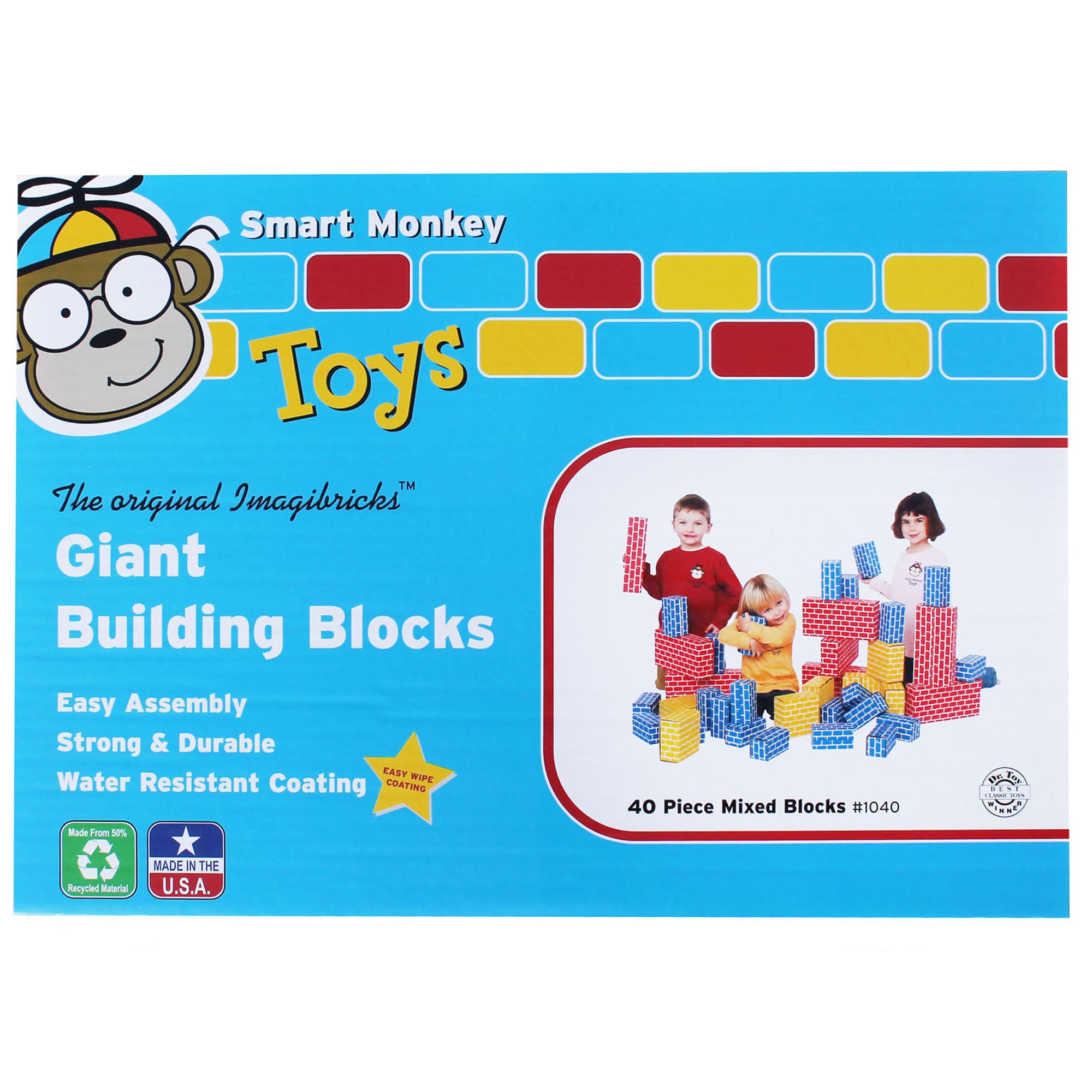 Smart Monkey Toys ImagiBRICKS 40-Piece Giant Building Block Set