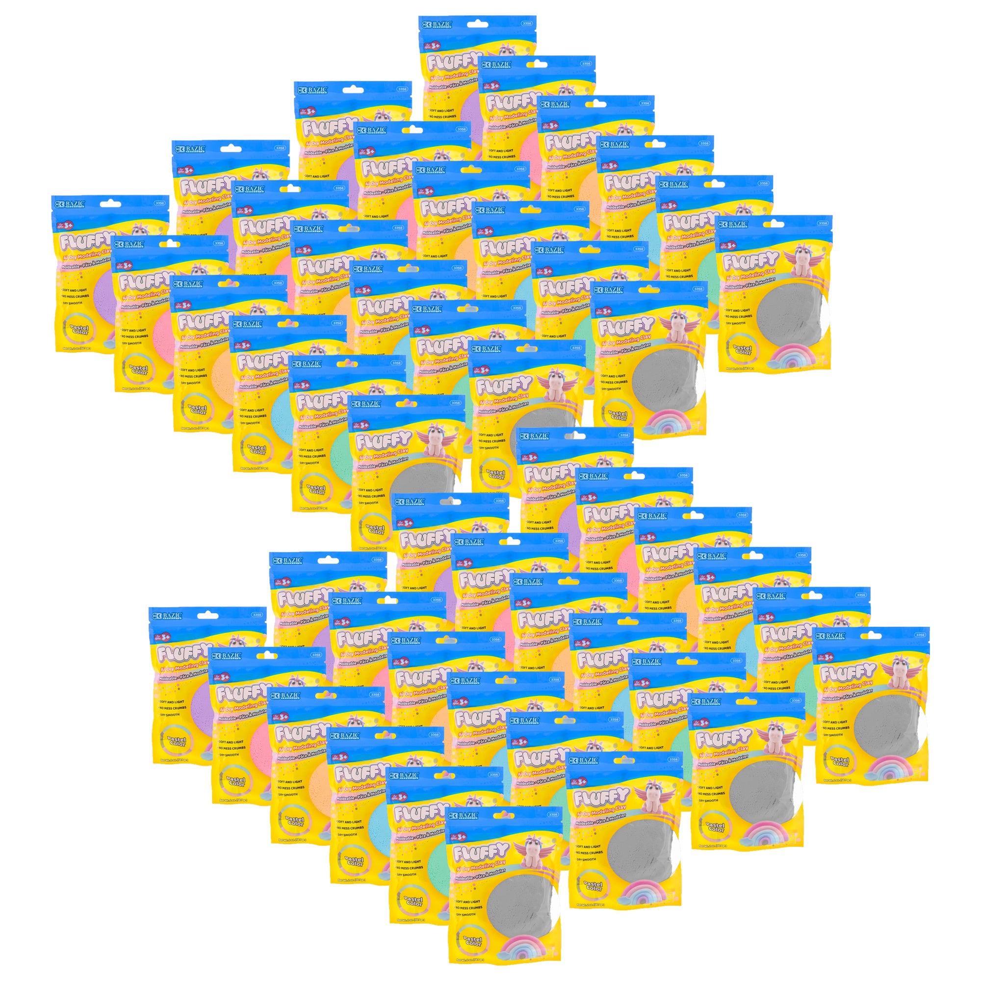 BAZIC Pastel Air Dry Modeling Clay 2 Oz., 48 Pack - Assorted Colors