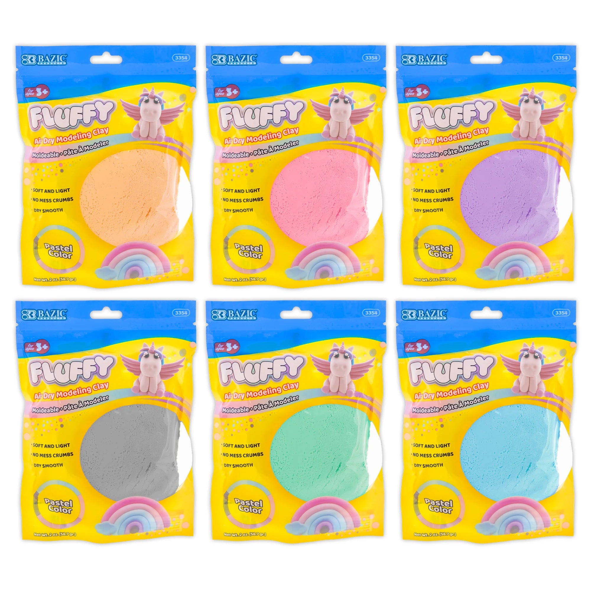 Alternative view of BAZIC Pastel Air Dry Modeling Clay 2 Oz., 48 Pack - Assorted Colors