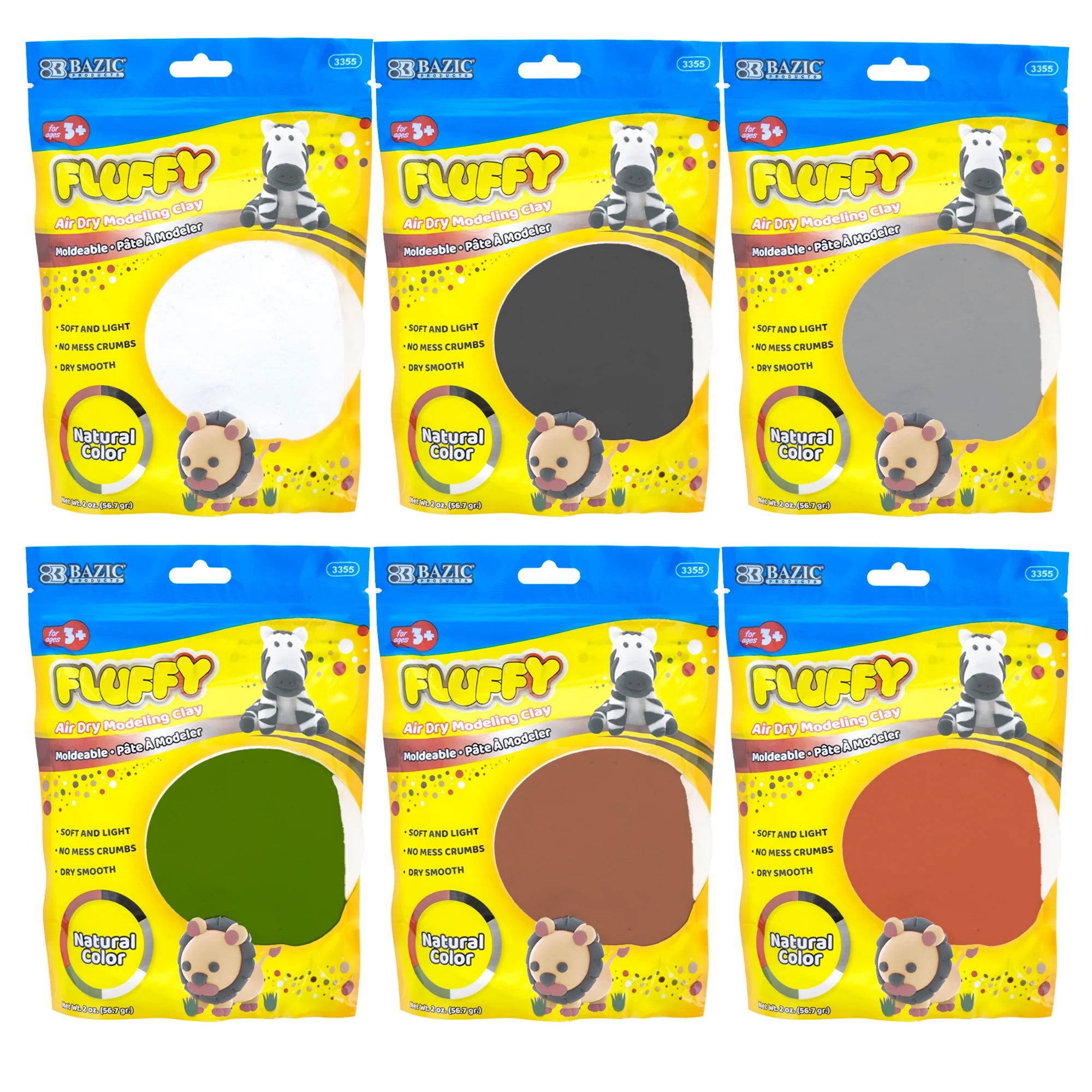 Alternative view of BAZIC 2 Oz. Earth Tone Air Dry Modeling Clay Set - Natural Colors, 48 Packs