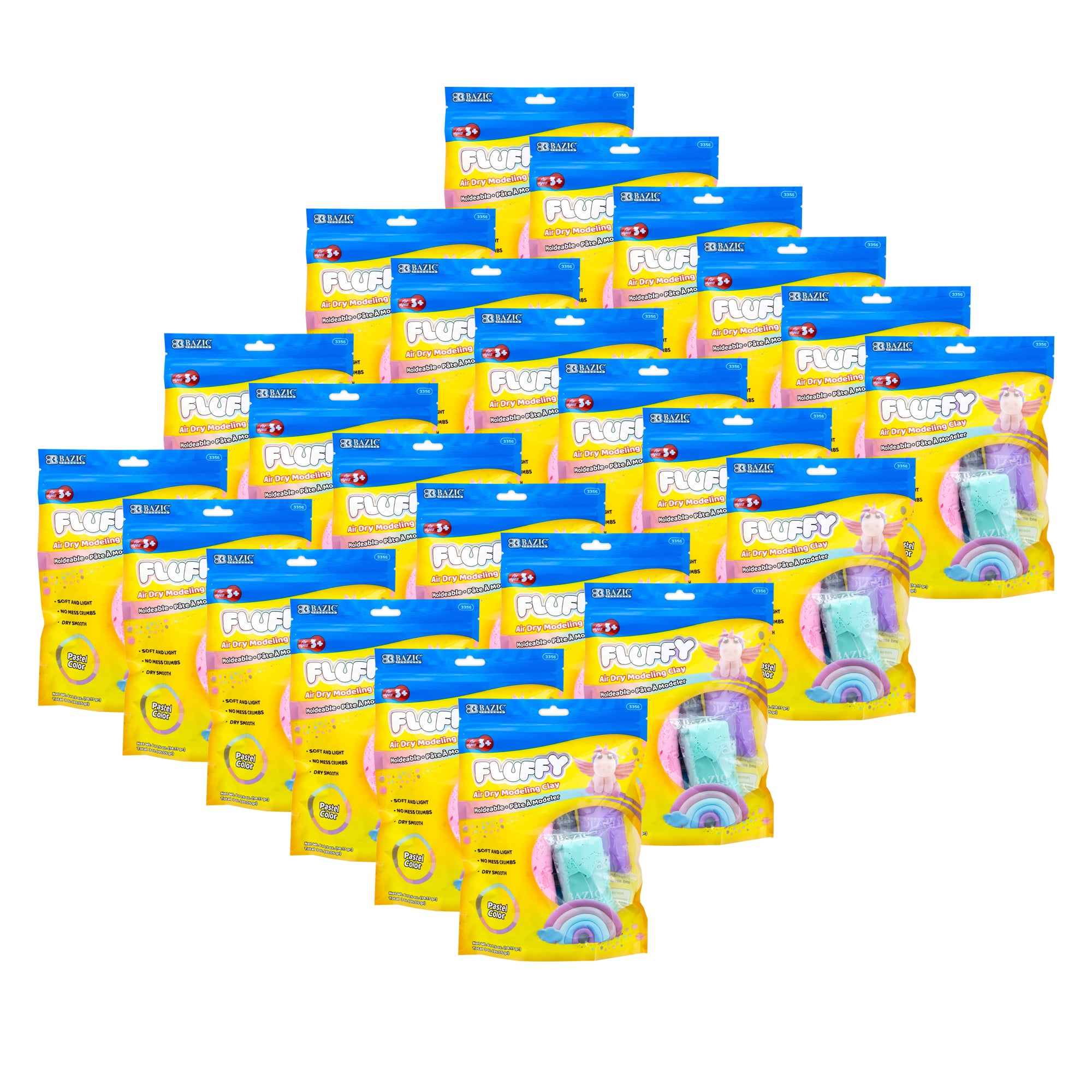 BAZIC Pastel Rainbow Air Dry Modeling Clay Set - 6 Colors, 0.5 oz Each, 24 Packs