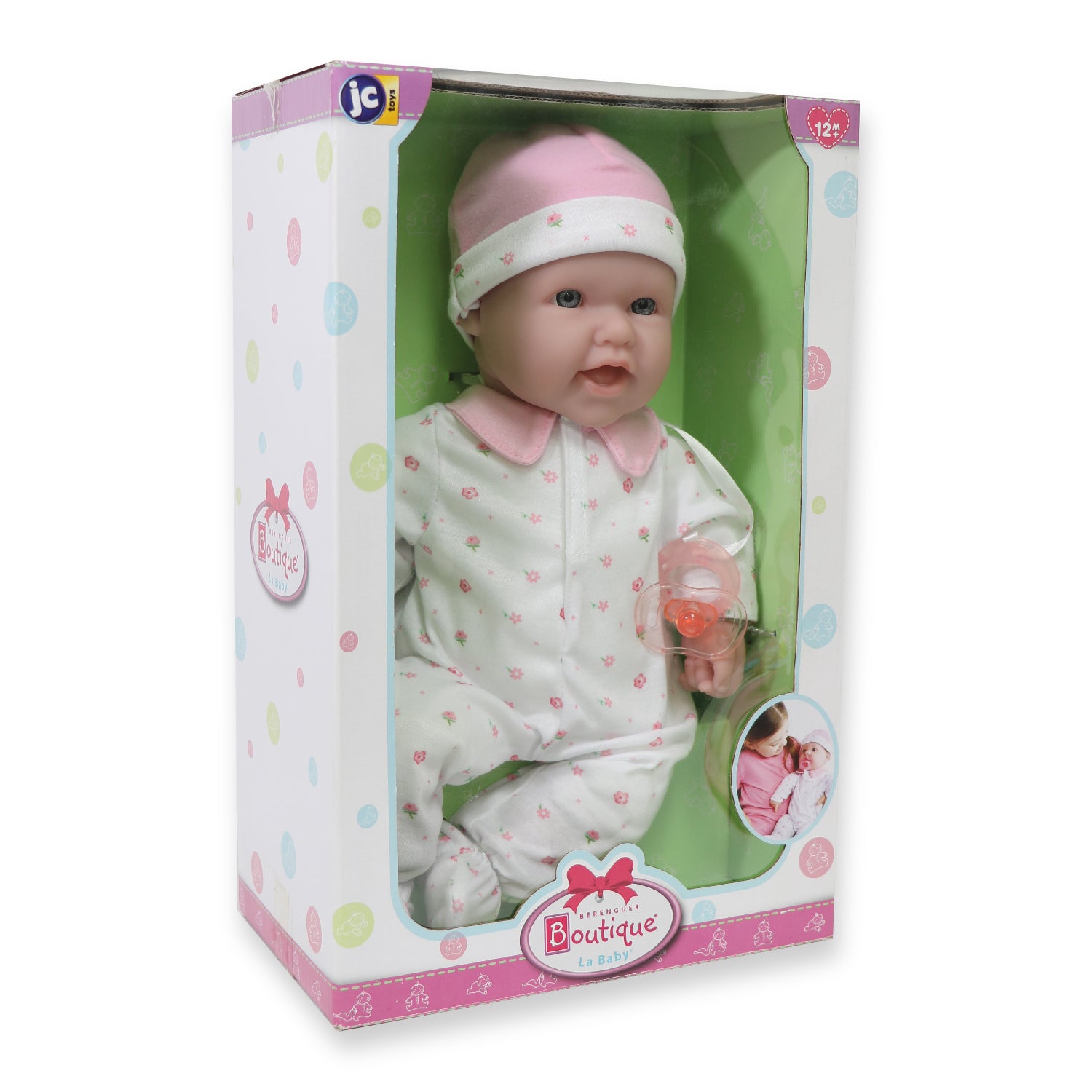 JC Toys La Baby Soft 16" - Pink Sleeper with Pacifier - Image 3