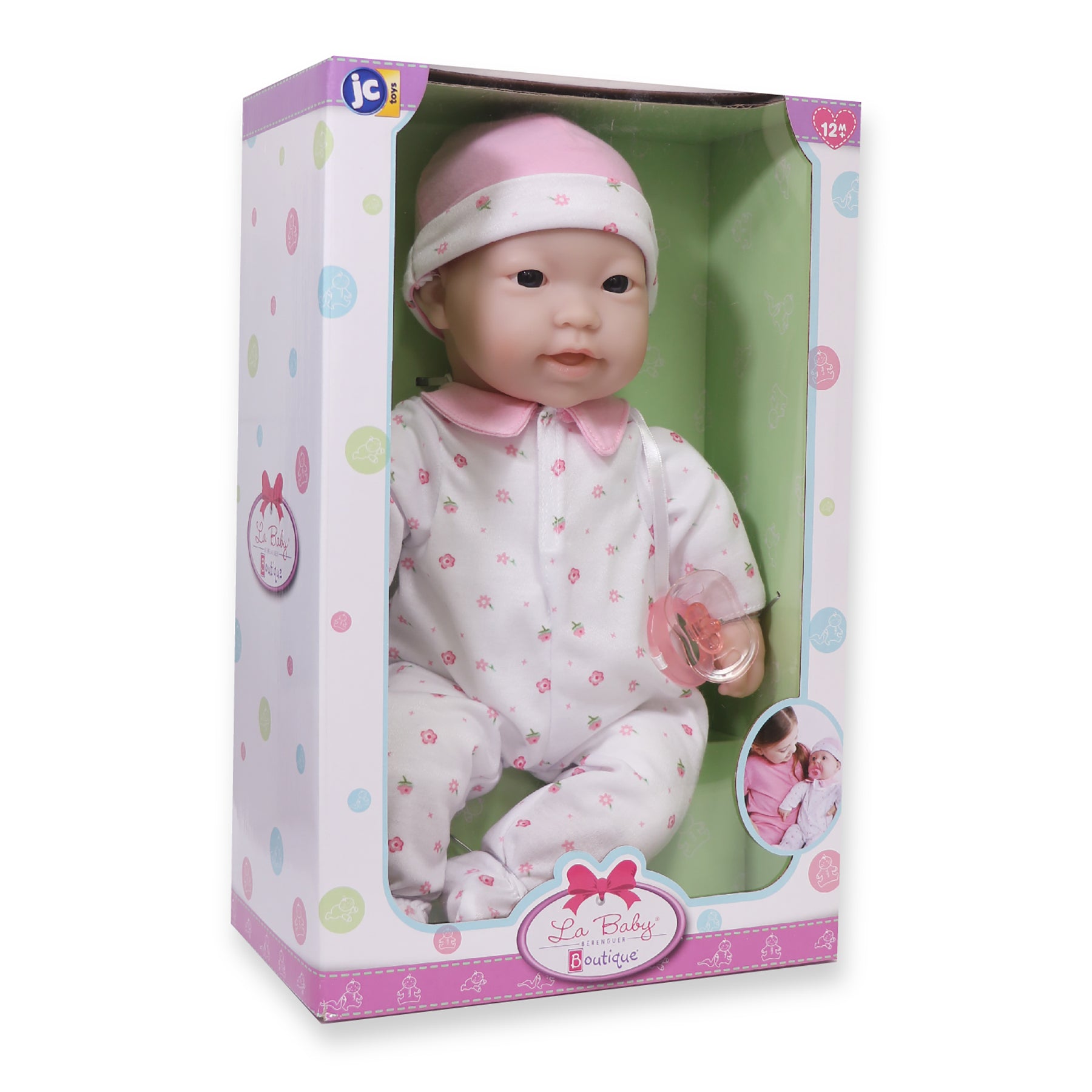 JC Toys La Baby Soft 16" Doll with Pink Sleeper and Pacifier - Image 3