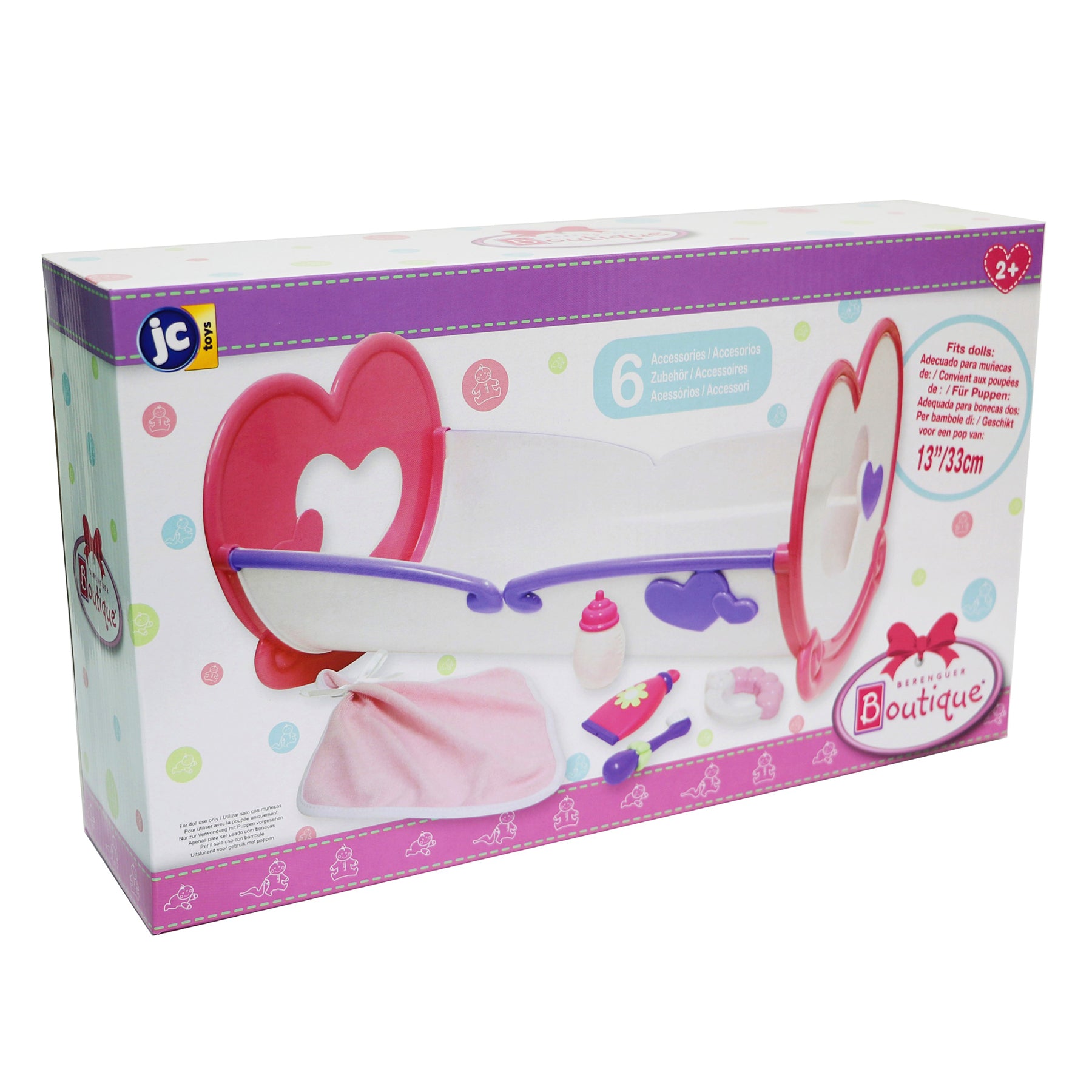 Alternative view of JC Toys Deluxe Rocking Doll Crib with Heart Design & Accessories