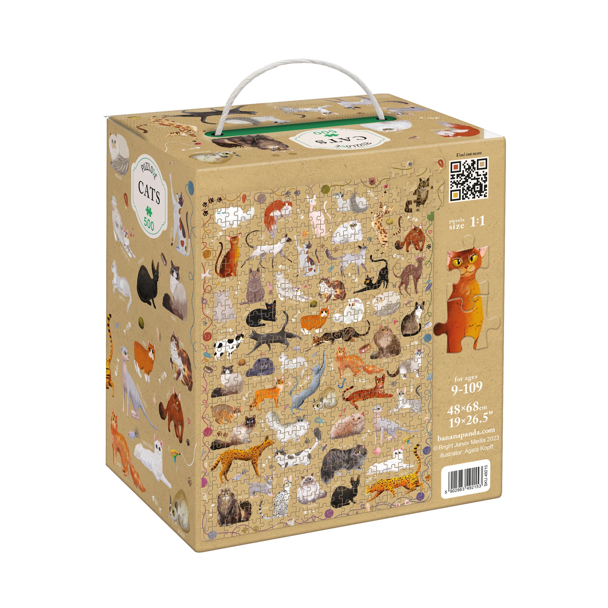 Alternative view of Banana Panda Puzzlove Cats Jigsaw Puzzle - 500 pc