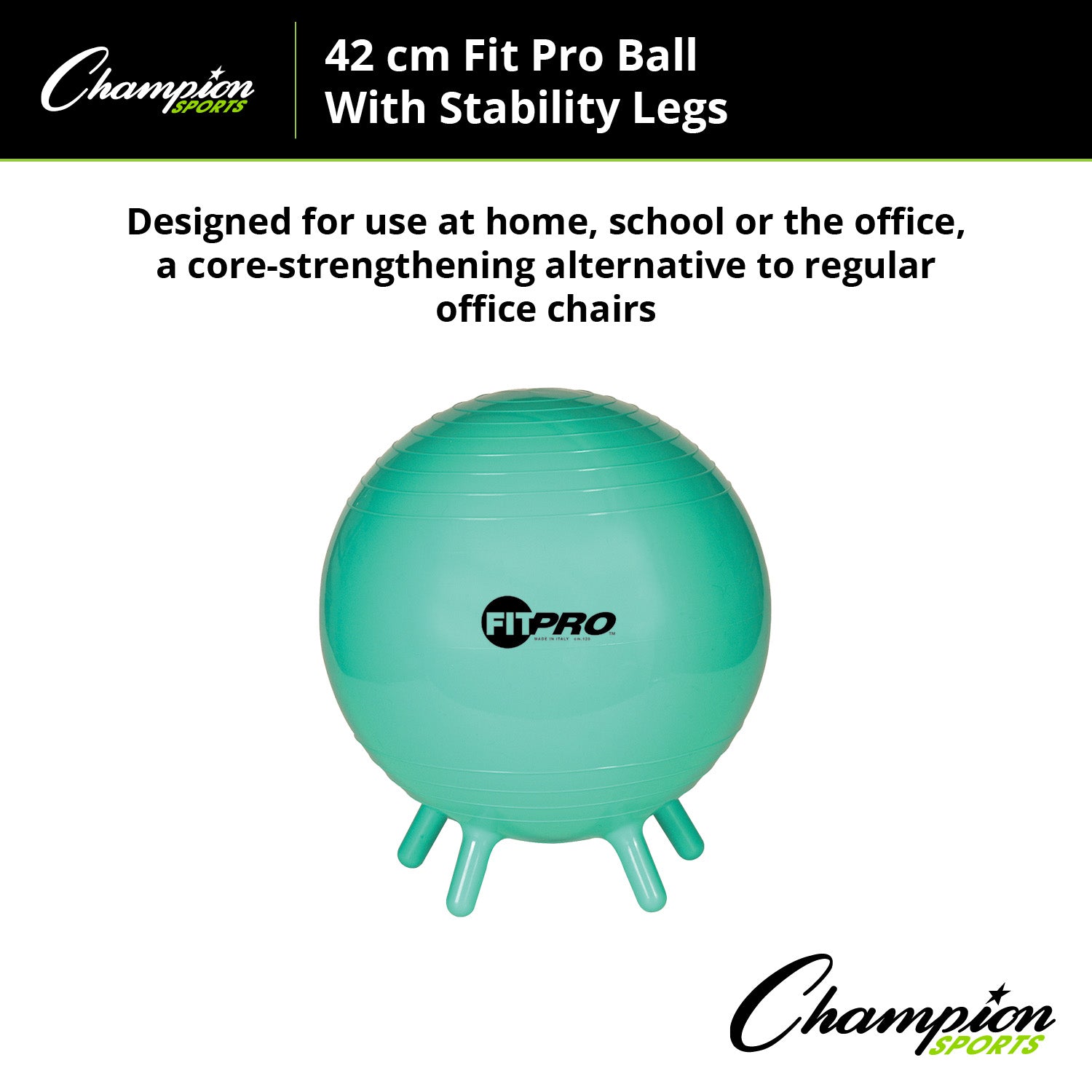 Alternative view of Champion Sports FitPro Stability Ball with Legs, 42cm - Enhance Your Core!