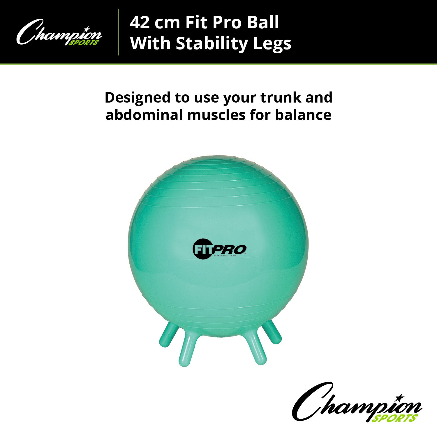 Champion Sports FitPro Stability Ball with Legs, 42cm - Enhance Your Core! - Image 3