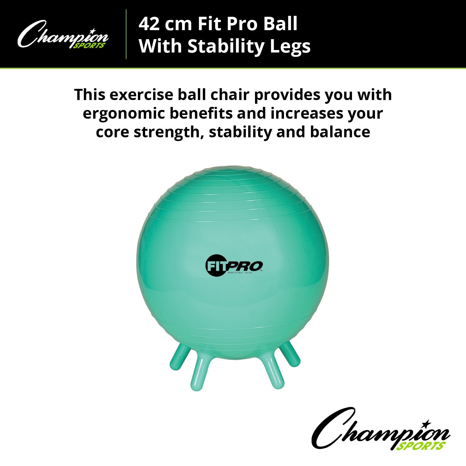 Champion Sports FitPro Stability Ball with Legs, 42cm - Enhance Your Core! - Image 4
