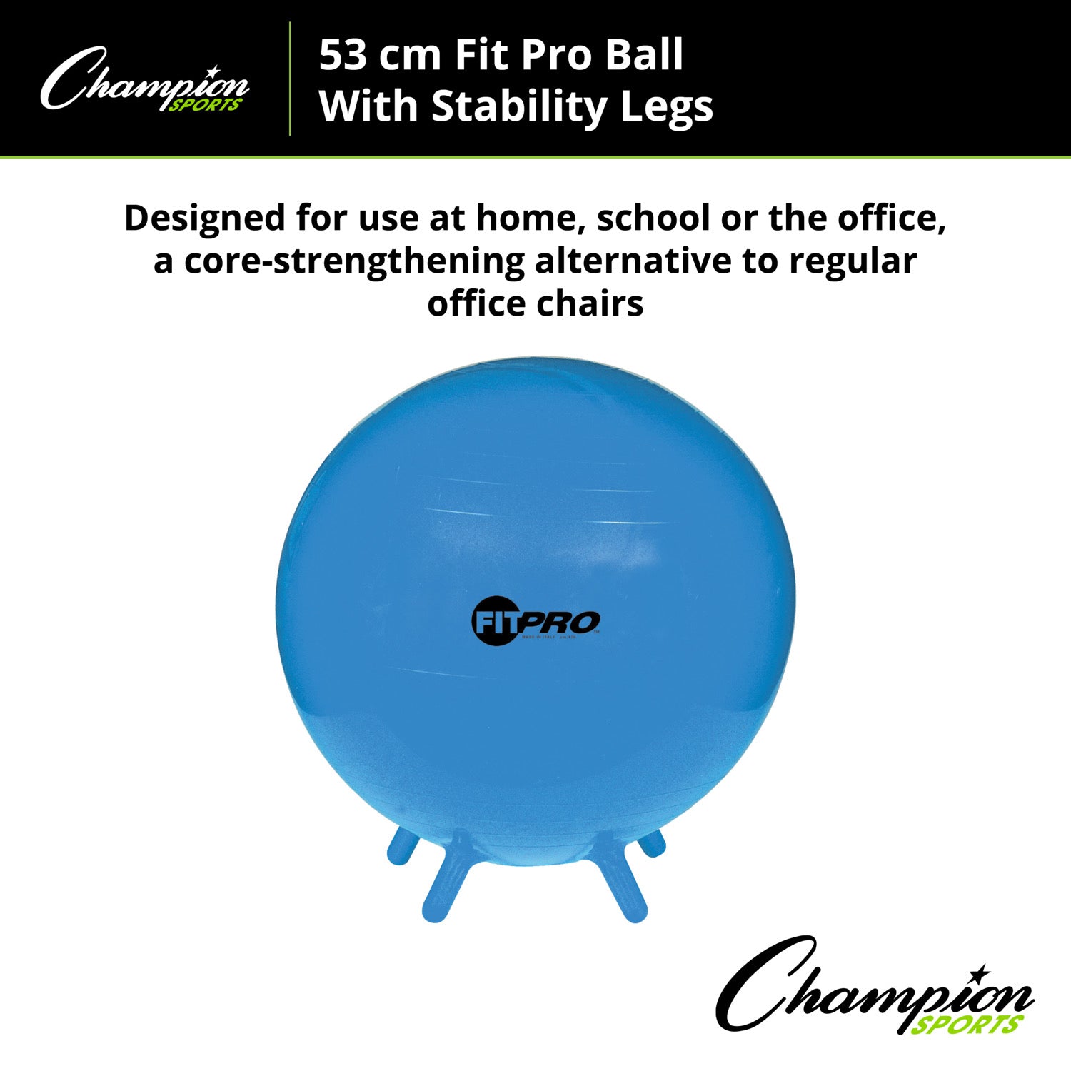 Alternative view of Champion Sports FitPro Stability Leg Ball, 55cm - Royal Blue