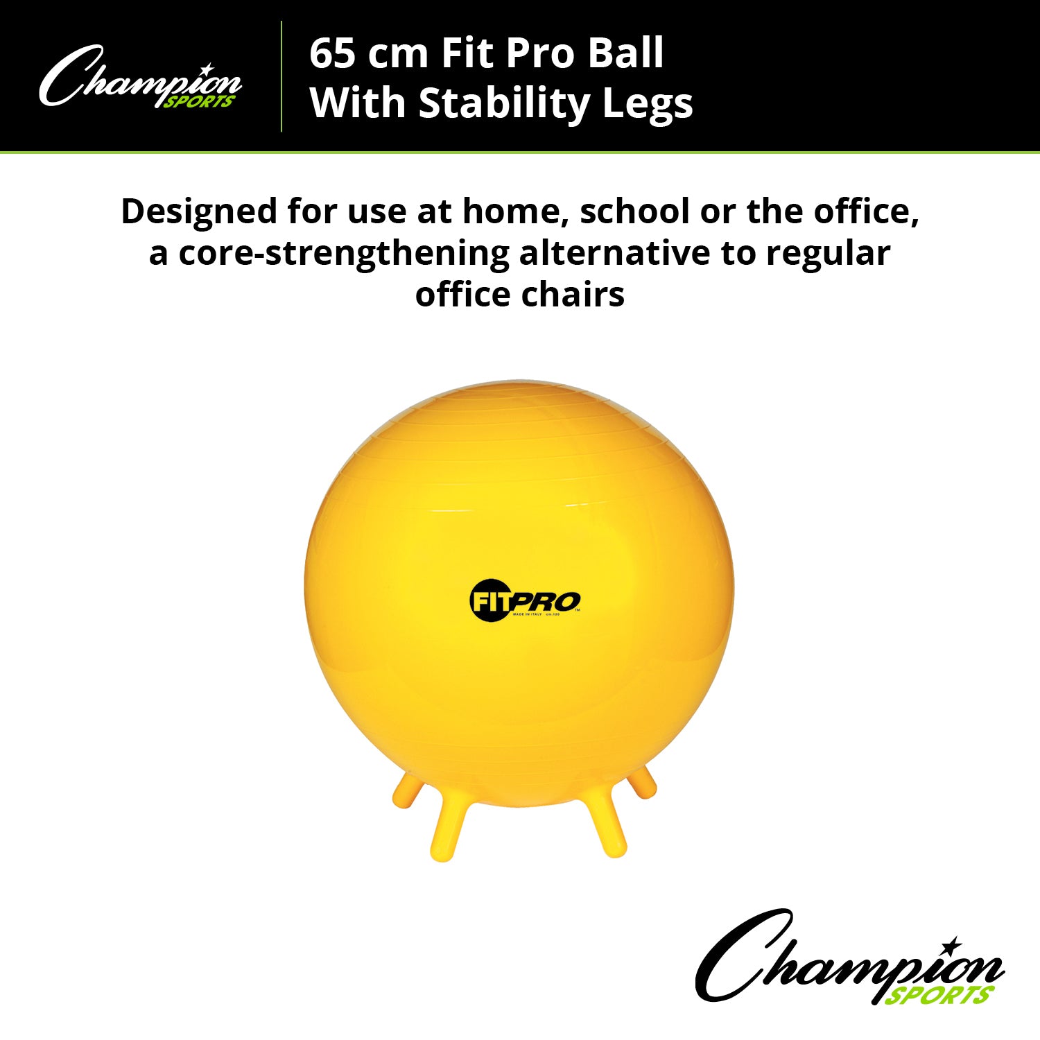 Alternative view of Champion Sports FitPro Ball with Stability Legs, 65cm - Stability & Strength Trainer