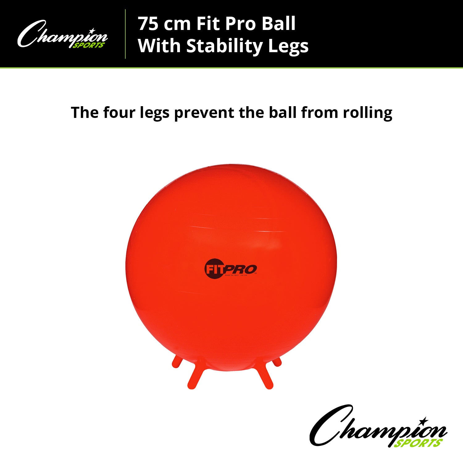 Champion Sports 75cm FitPro Ball with Stability Legs - Power Red - Image 5