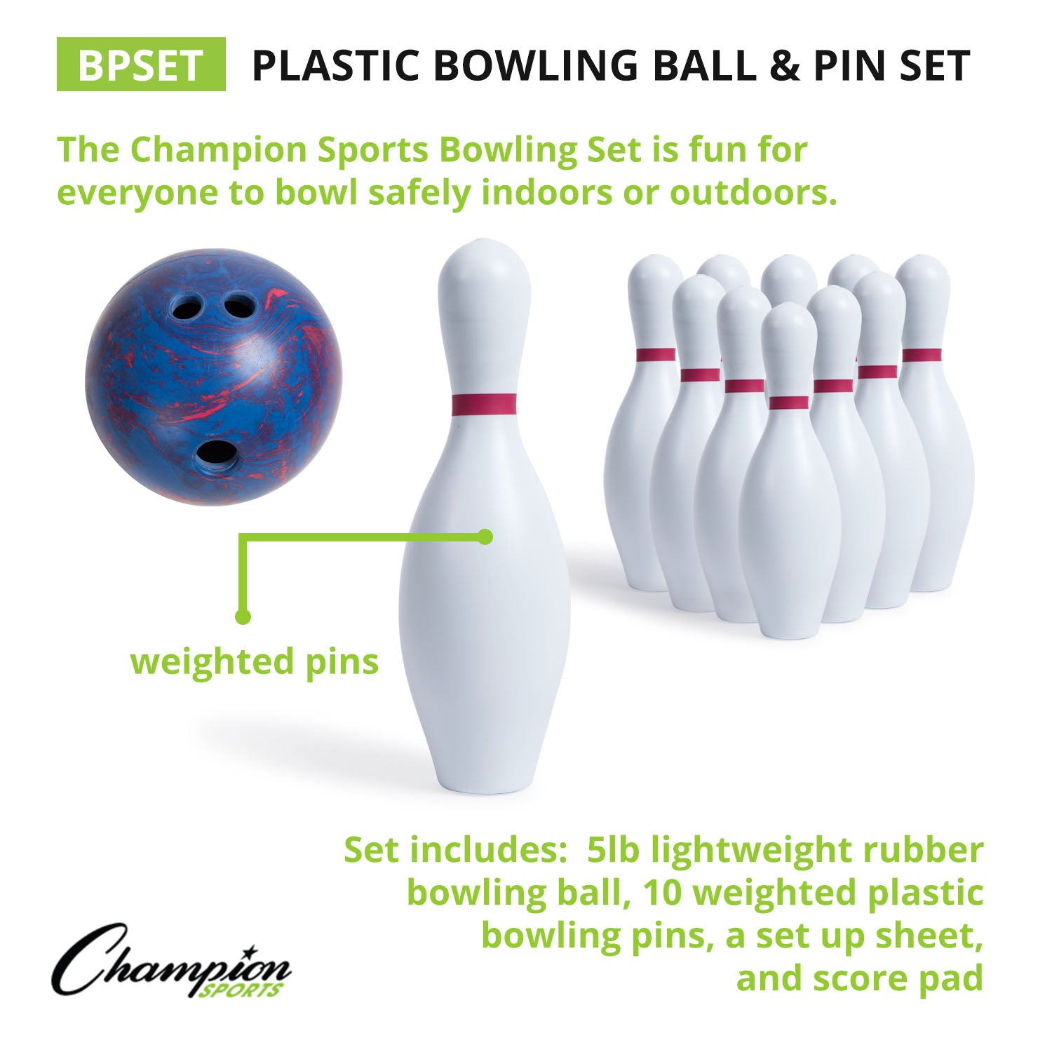 Alternative view of Champion Sports Swirl Bowling Set with Lightweight Ball & Pins