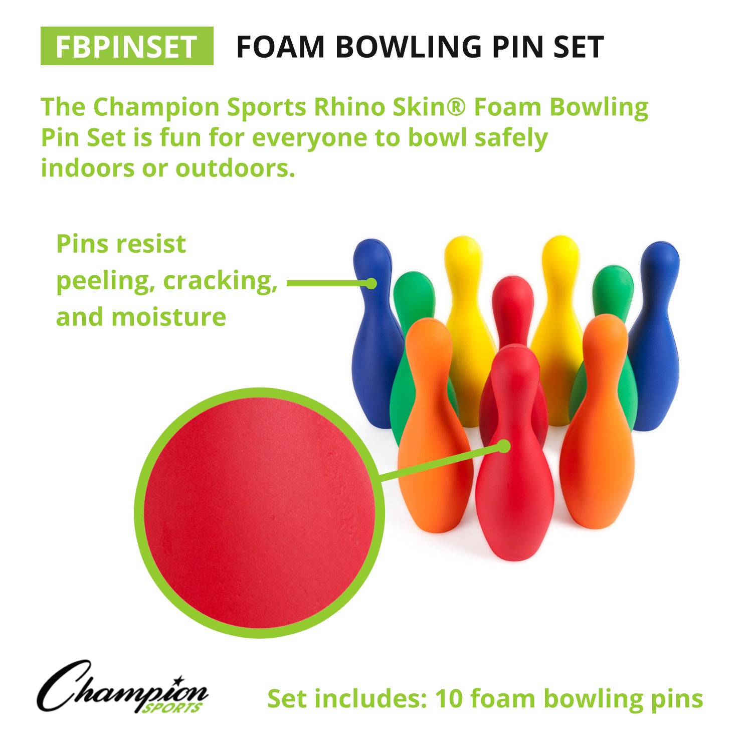 Alternative view of Champion Sports Colorful Foam Bowling Pin Set