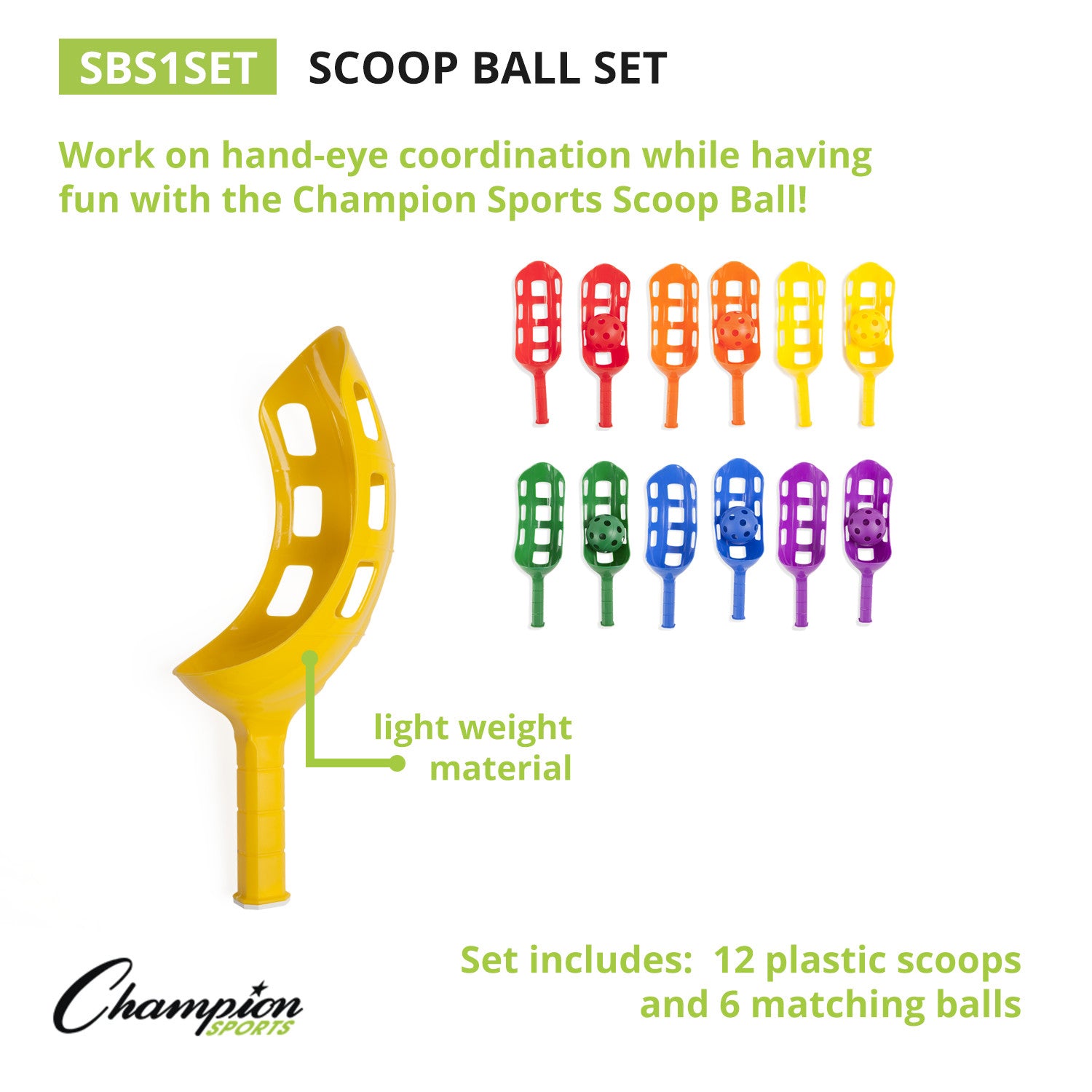 Alternative view of Champion Sports Colorful Scoop Ball Set - Fun Outdoor & Indoor Catch Game