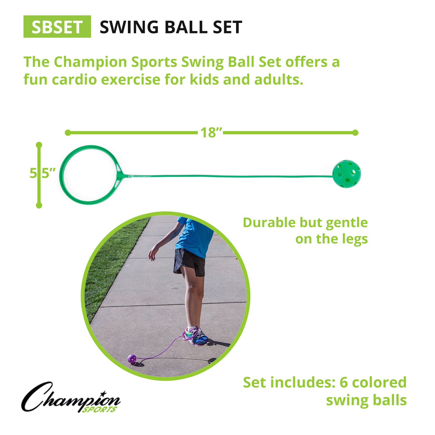 Alternative view of Champion Sports Colorful Swing Ball Set, 6-Pack Ankle Skip Balls