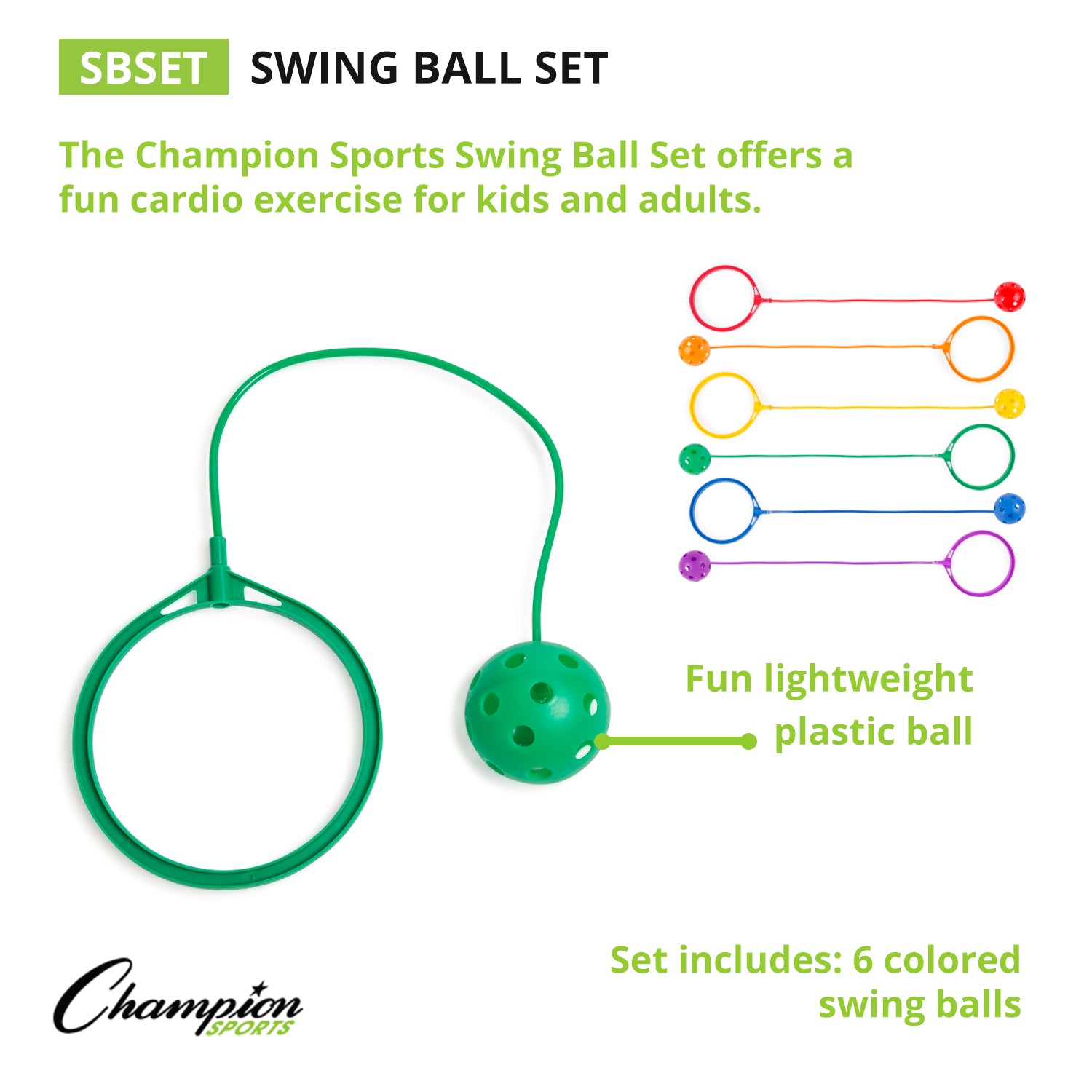 Champion Sports Colorful Swing Ball Set, 6-Pack Ankle Skip Balls - Image 3