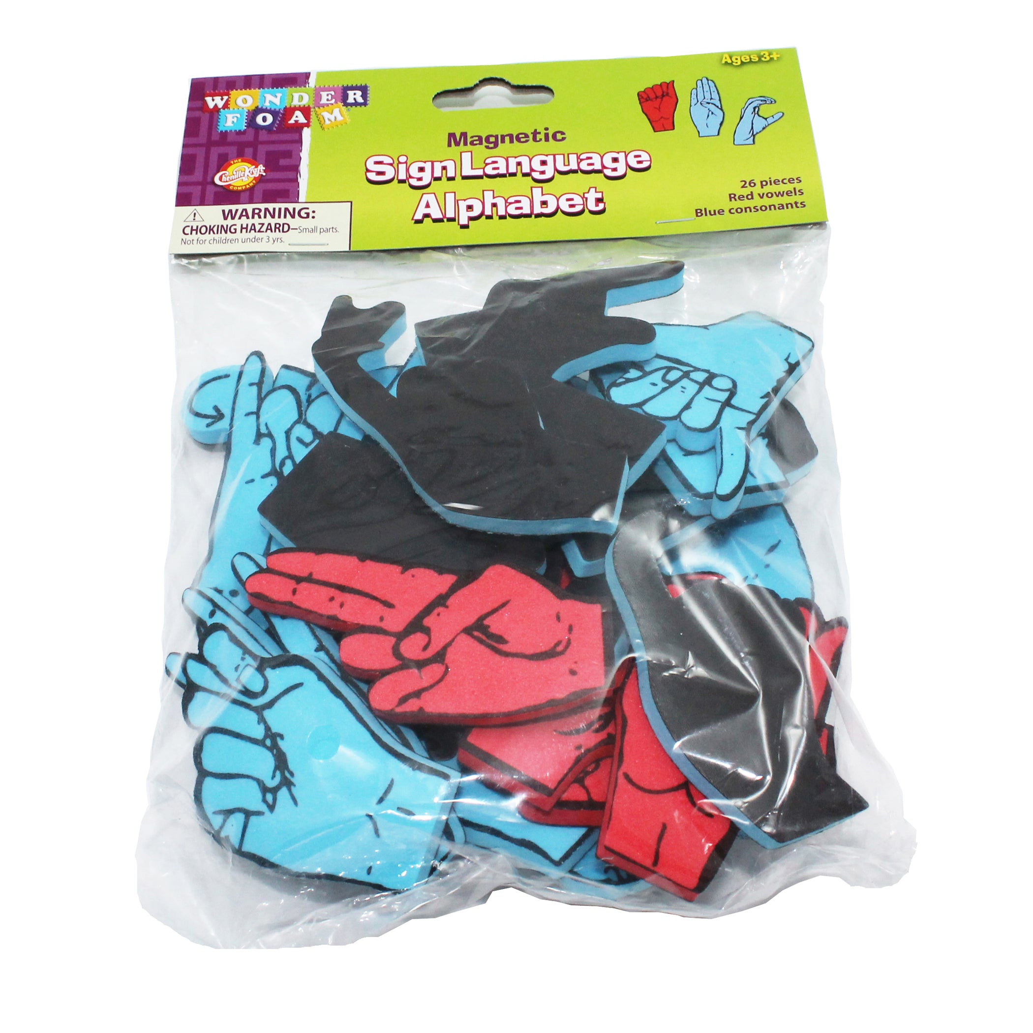 WonderFoam Magnetic Sign Language Letters, Red & Blue Colors, Assorted Sizes, 26 Pieces - Image 2