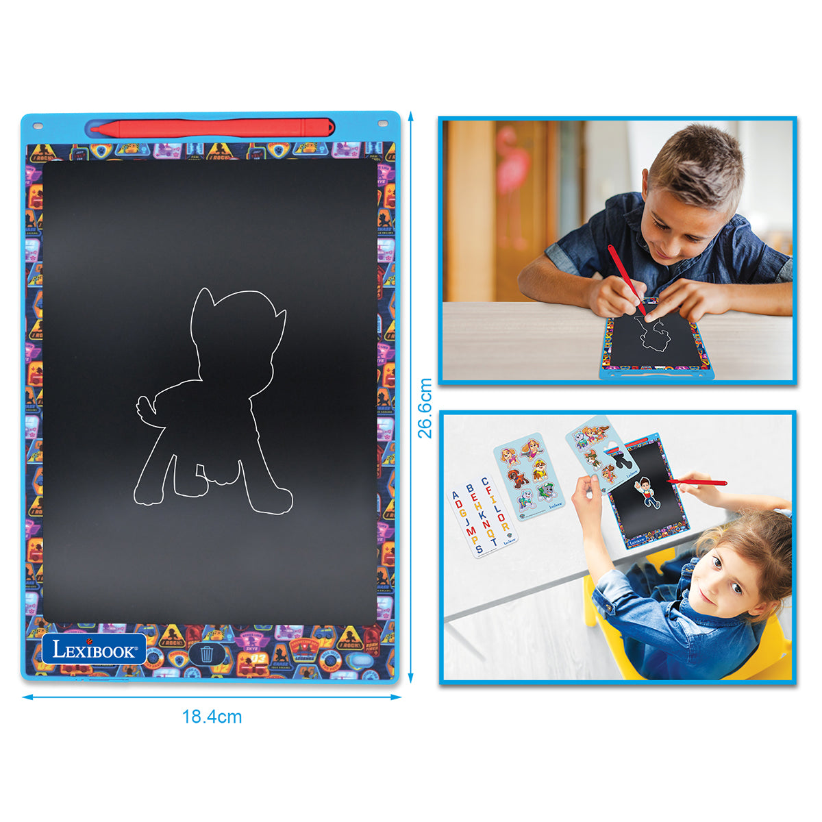 Alternative view of Paw Patrol 11'' multicolor learning drawing E-ink tablet with stencils